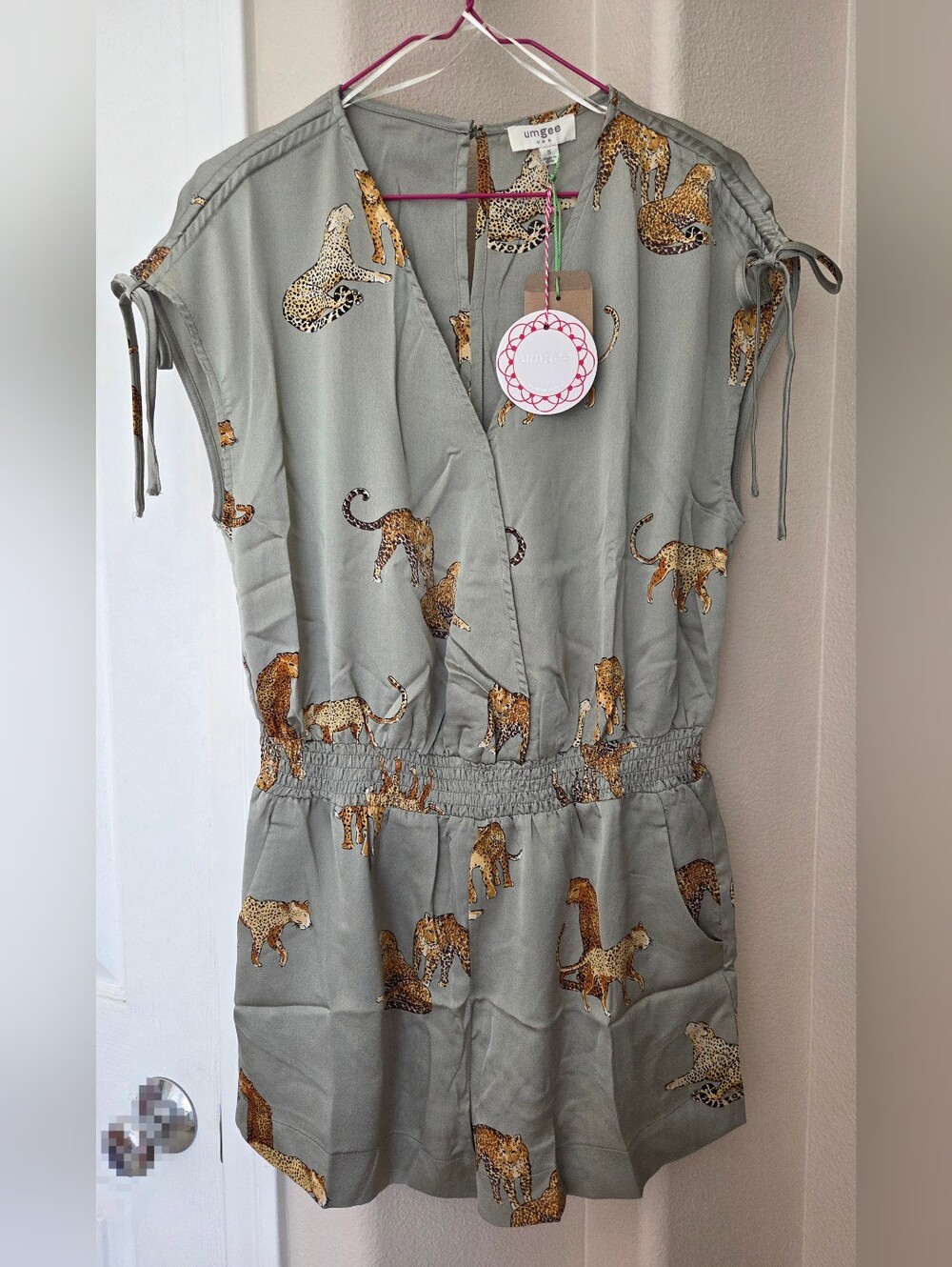 NWT Umgee Leopard Print Romper Shorts Size S/M/L